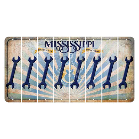 Mississippi Creative Culture Cut License Plate Strips (Set of 8) Wrench