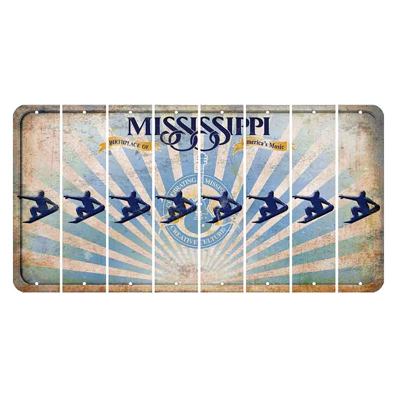 Mississippi Creative Culture Cut License Plate Strips (Set of 8) Snowboarder