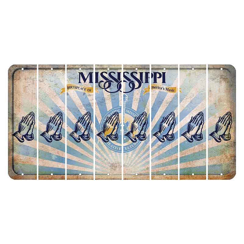 Mississippi Creative Culture Cut License Plate Strips (Set of 8) Praying Hands