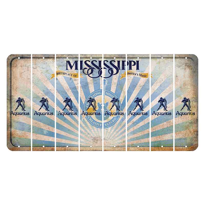 Mississippi Creative Culture Cut License Plate Strips (Set of 8) Zodiac Sign - Aquarius