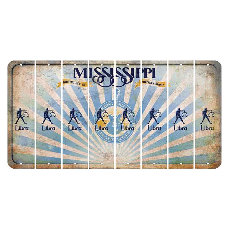 Mississippi Creative Culture Cut License Plate Strips (Set of 8) Zodiac Sign - Libra