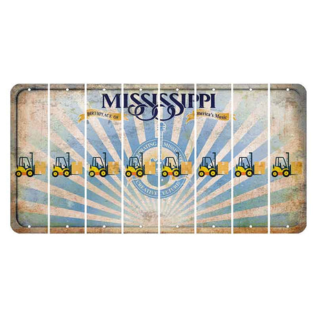 Mississippi Creative Culture Cut License Plate Strips (Set of 8) Forklift