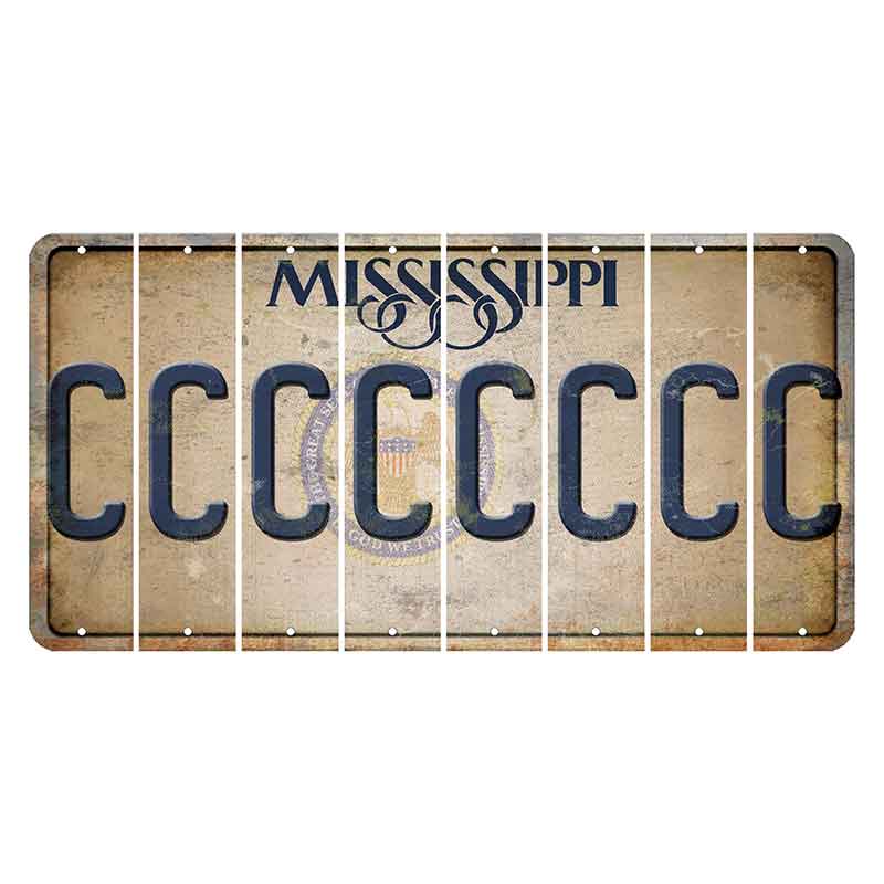 Mississippi State Seal Cut License Plate Strips (Set of 8) C