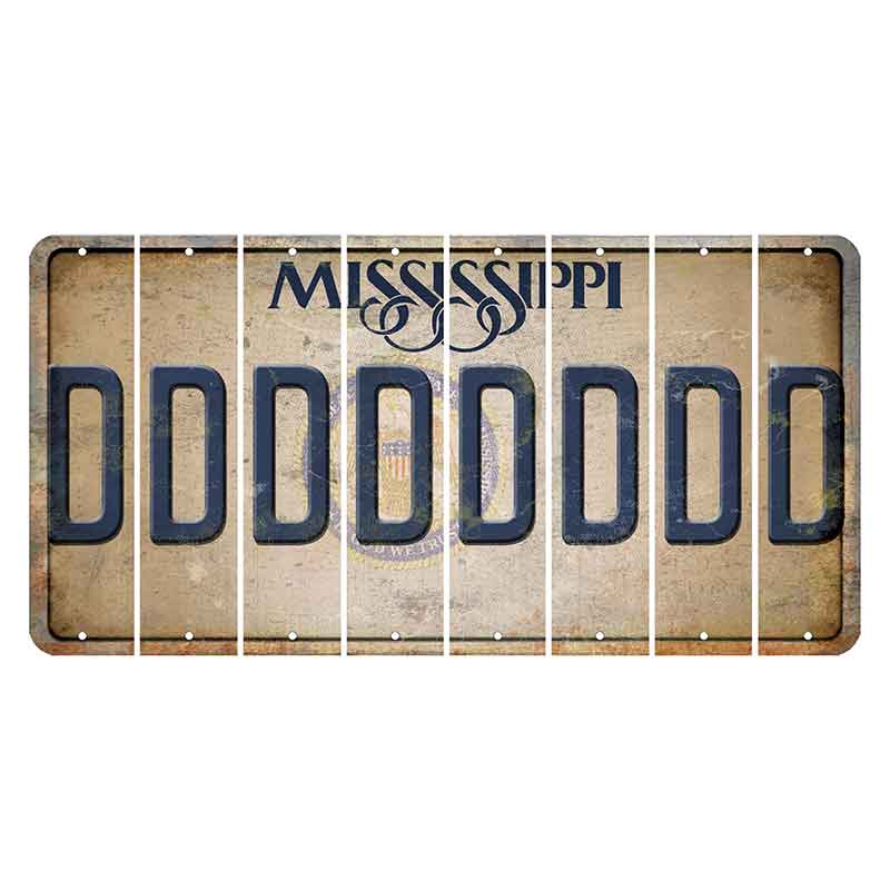 Mississippi State Seal Cut License Plate Strips (Set of 8) D