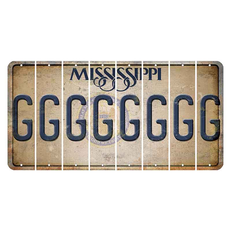 Mississippi State Seal Cut License Plate Strips (Set of 8) G