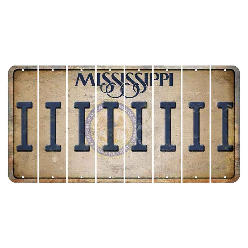 Mississippi State Seal Cut License Plate Strips (Set of 8) I