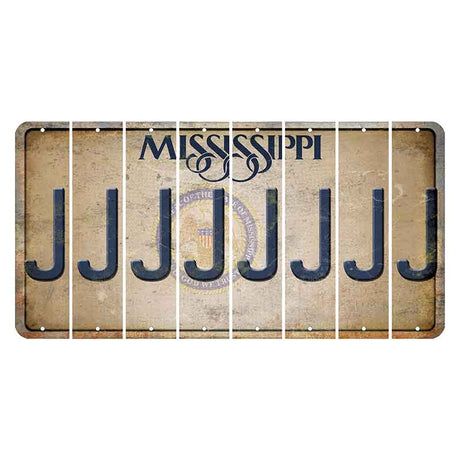 Mississippi State Seal Cut License Plate Strips (Set of 8) J