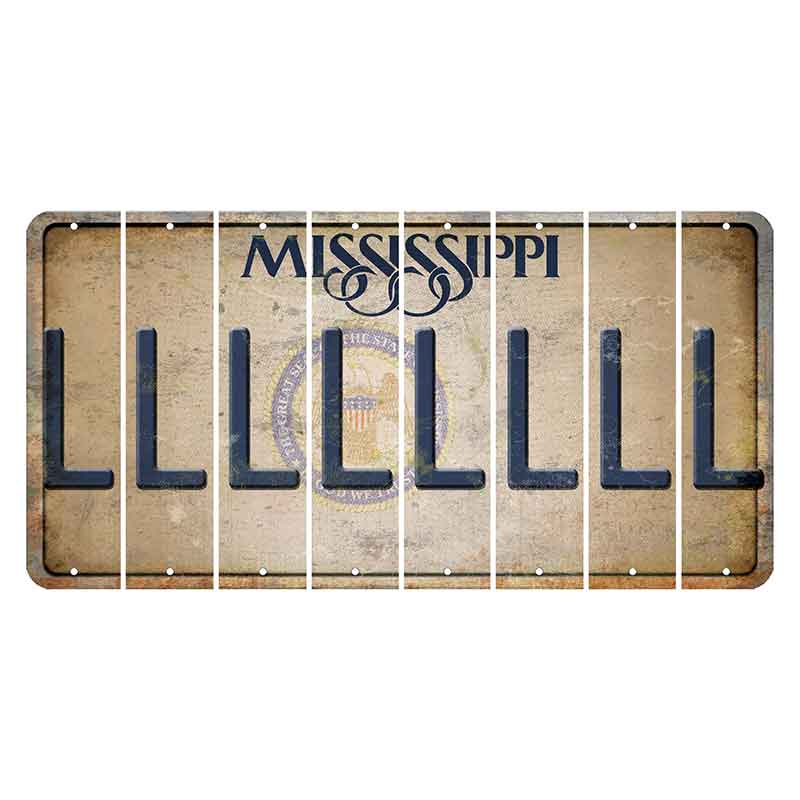 Mississippi State Seal Cut License Plate Strips (Set of 8) L