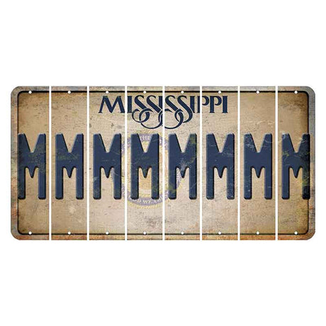 Mississippi State Seal Cut License Plate Strips (Set of 8) M