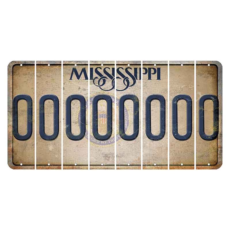 Mississippi State Seal Cut License Plate Strips (Set of 8) O