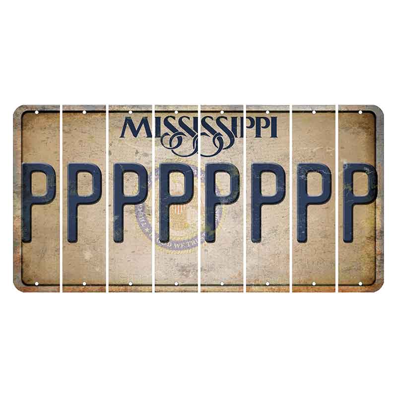 Mississippi State Seal Cut License Plate Strips (Set of 8) P