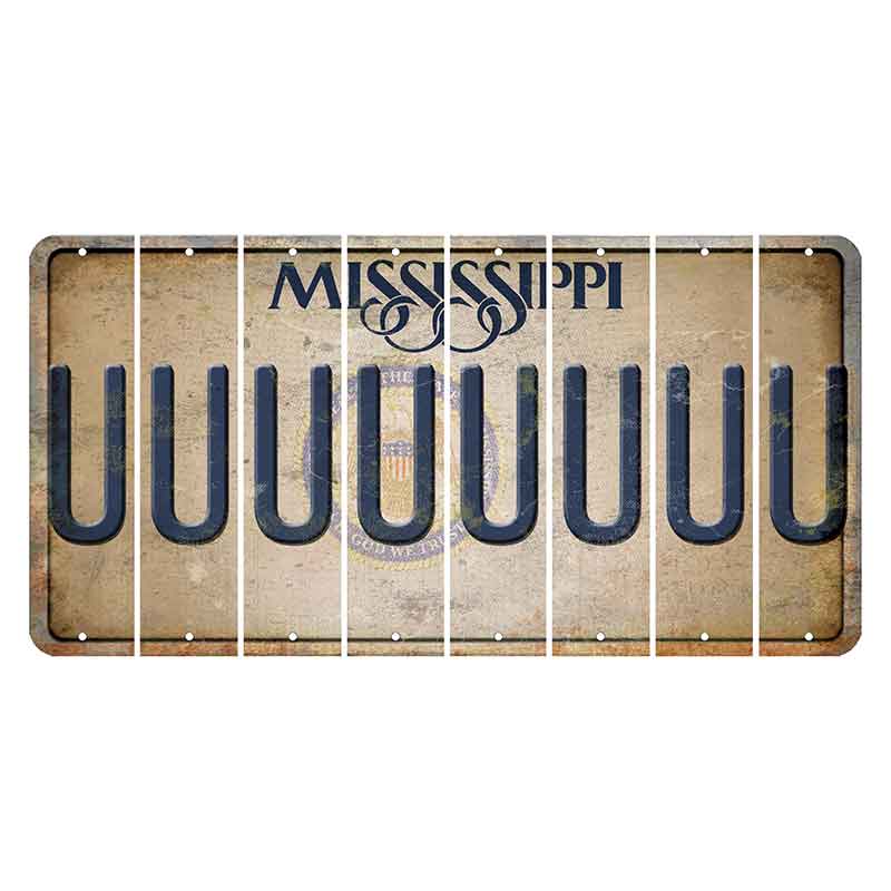 Mississippi State Seal Cut License Plate Strips (Set of 8) U