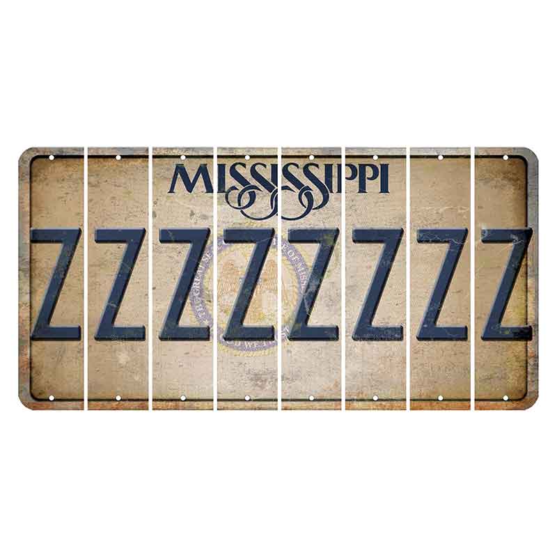 Mississippi State Seal Cut License Plate Strips (Set of 8) Z