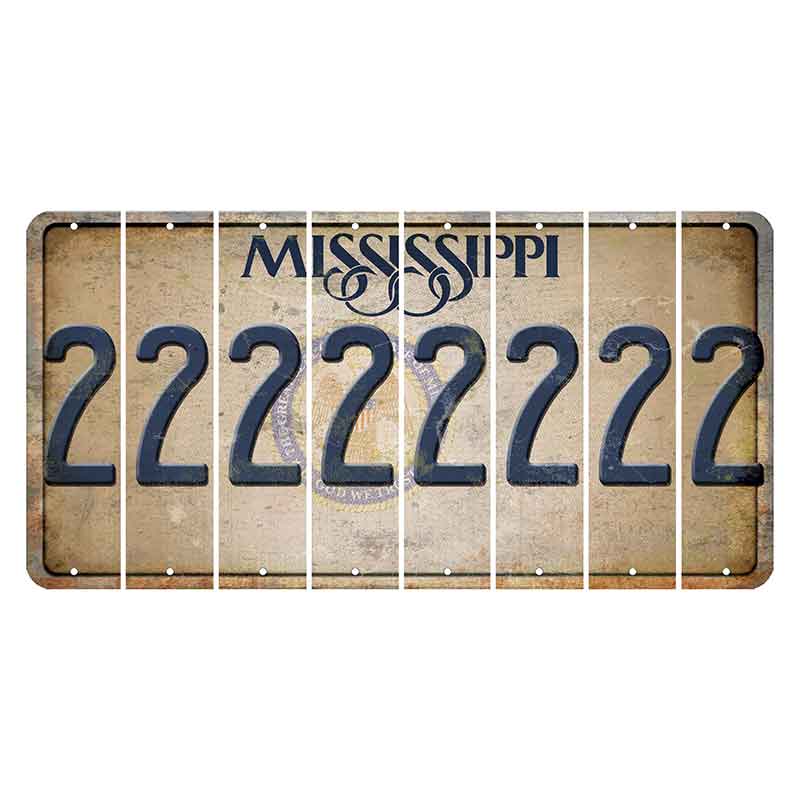 Mississippi State Seal Cut License Plate Strips (Set of 8) 2