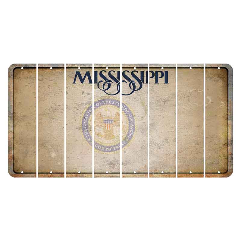 Mississippi State Seal Cut License Plate Strips (Set of 8) Blank