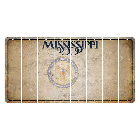 Mississippi State Seal Cut License Plate Strips (Set of 8) Blank