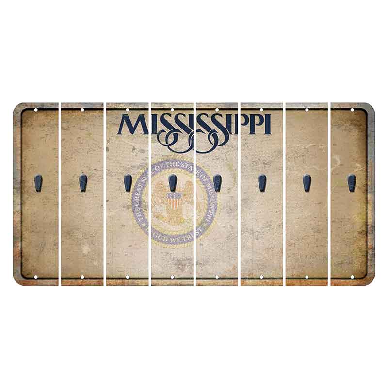 Mississippi State Seal Cut License Plate Strips (Set of 8) Apostrophe