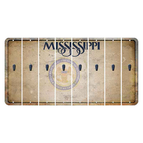 Mississippi State Seal Cut License Plate Strips (Set of 8) Apostrophe