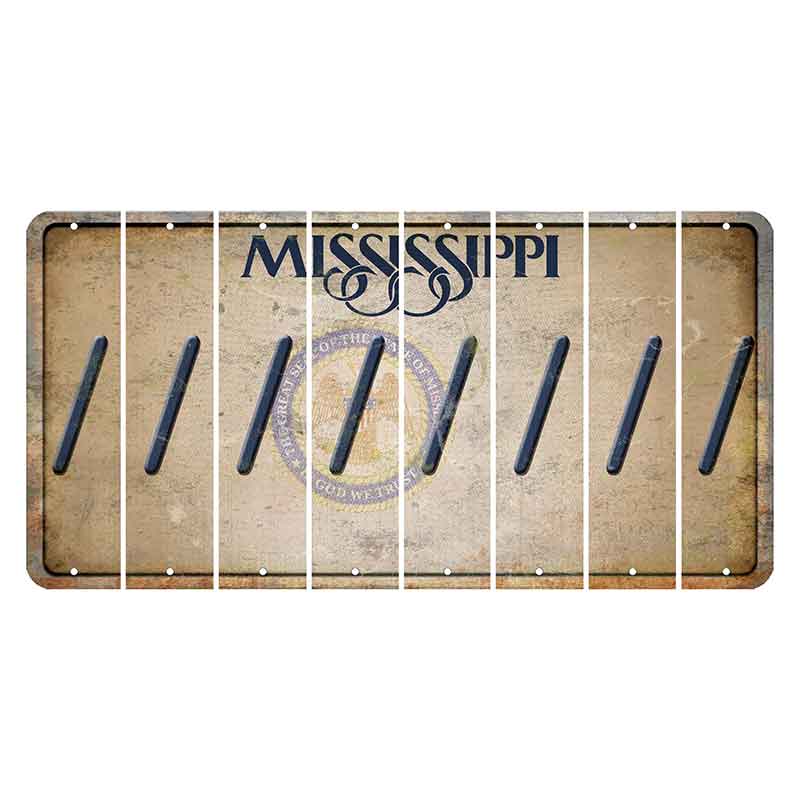 Mississippi State Seal Cut License Plate Strips (Set of 8) Forward Slash