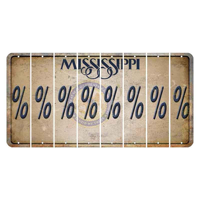 Mississippi State Seal Cut License Plate Strips (Set of 8) Percent Sign