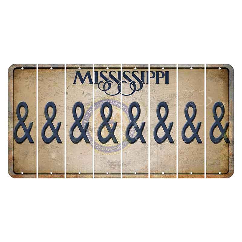 Mississippi State Seal Cut License Plate Strips (Set of 8) And Sign