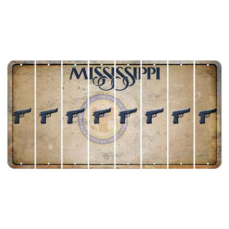 Mississippi State Seal Cut License Plate Strips (Set of 8) Handgun