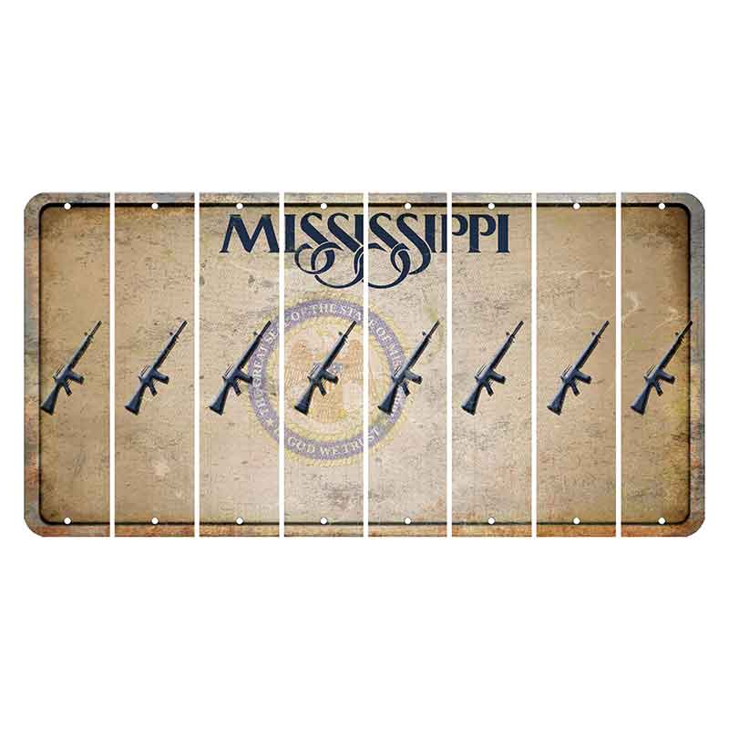 Mississippi State Seal Cut License Plate Strips (Set of 8) Rifle