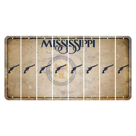 Mississippi State Seal Cut License Plate Strips (Set of 8) Revolver