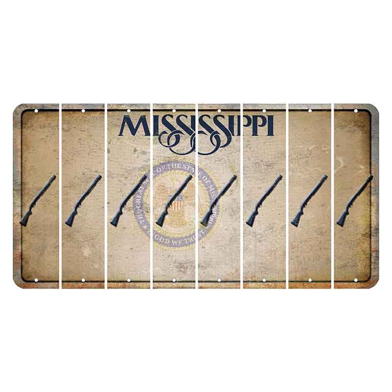 Mississippi State Seal Cut License Plate Strips (Set of 8) Shotgun