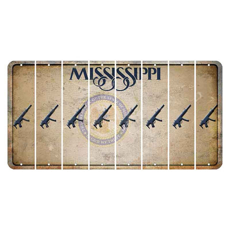 Mississippi State Seal Cut License Plate Strips (Set of 8) Submachine Gun