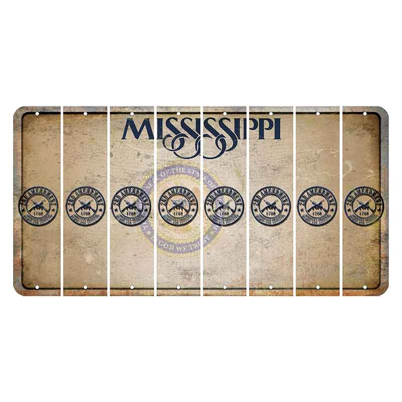 Mississippi State Seal Cut License Plate Strips (Set of 8) 2nd Amendment