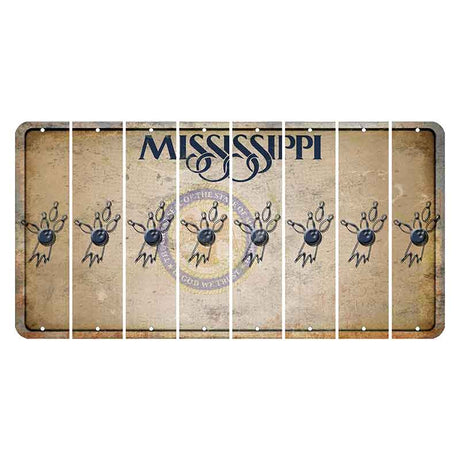 Mississippi State Seal Cut License Plate Strips (Set of 8) Bowling