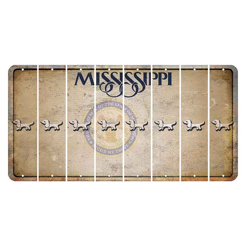 Mississippi State Seal Cut License Plate Strips (Set of 8) Dog