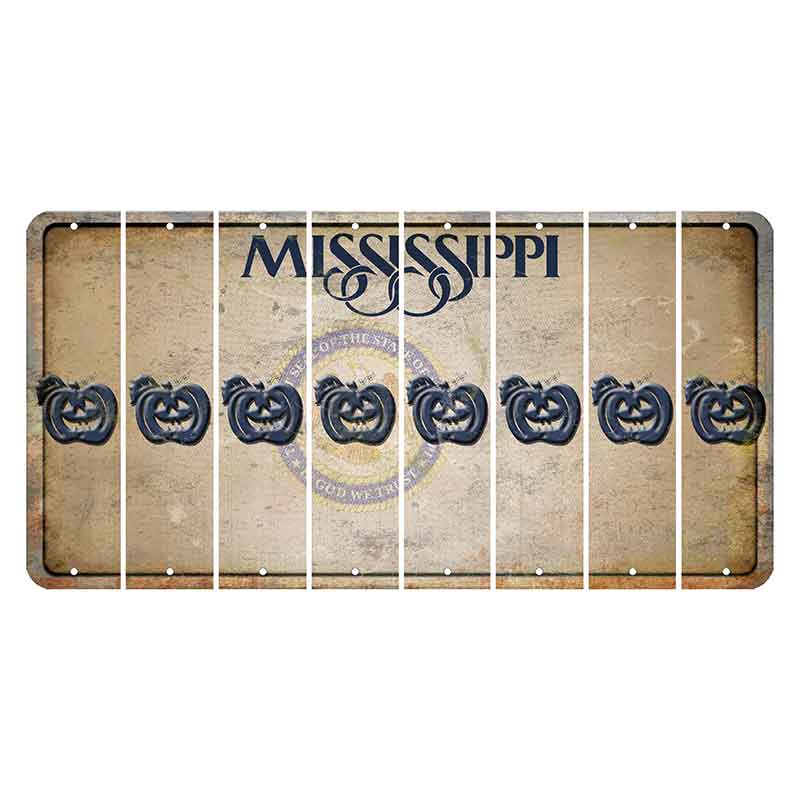 Mississippi State Seal Cut License Plate Strips (Set of 8) Pumpkin