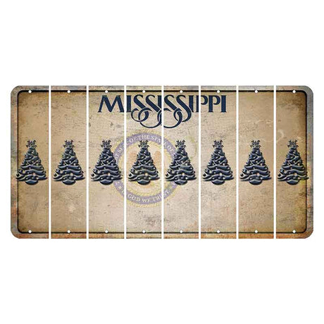 Mississippi State Seal Cut License Plate Strips (Set of 8) Christmas Tree