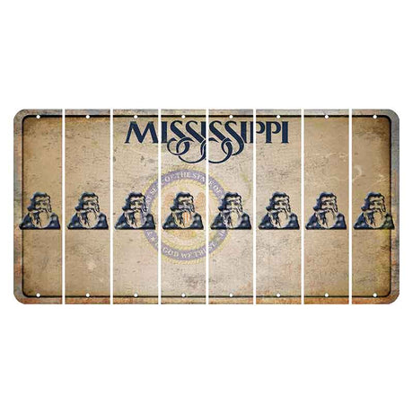 Mississippi State Seal Cut License Plate Strips (Set of 8) Santa Claus