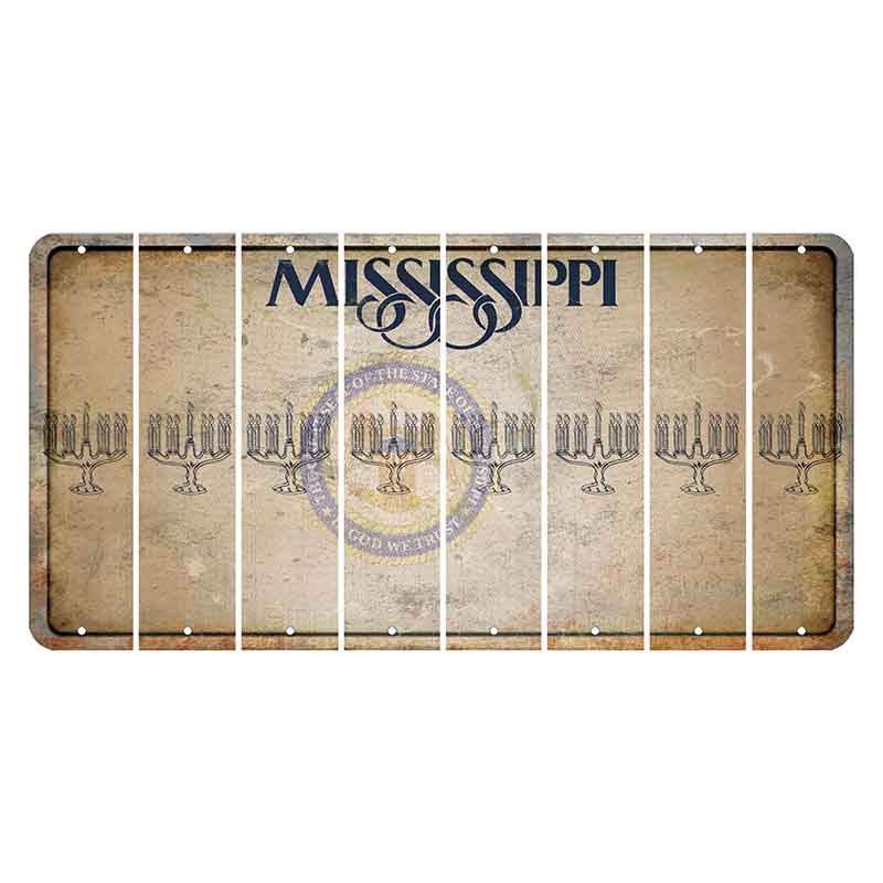 Mississippi State Seal Cut License Plate Strips (Set of 8) Menorah