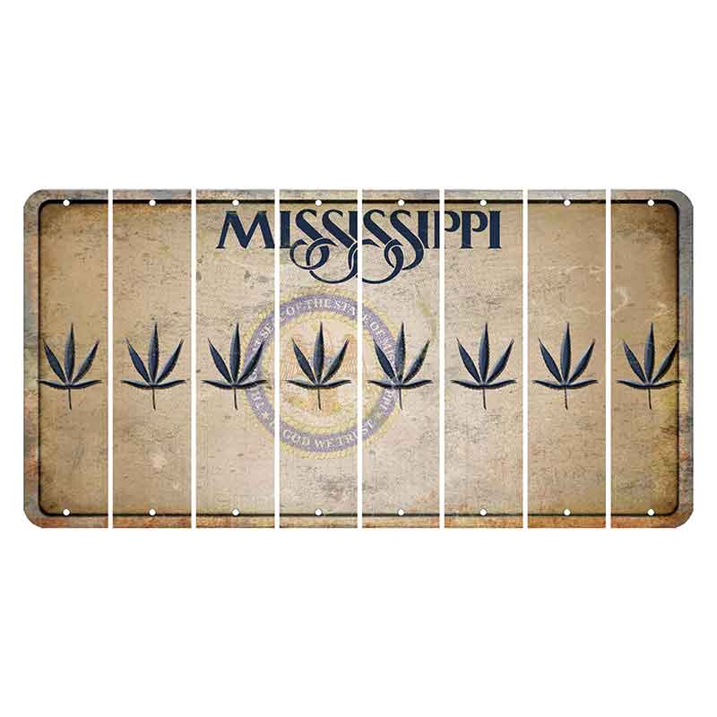 Mississippi State Seal Cut License Plate Strips (Set of 8) Pot Leaf