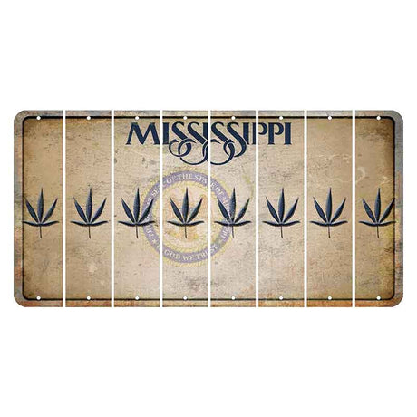 Mississippi State Seal Cut License Plate Strips (Set of 8) Pot Leaf