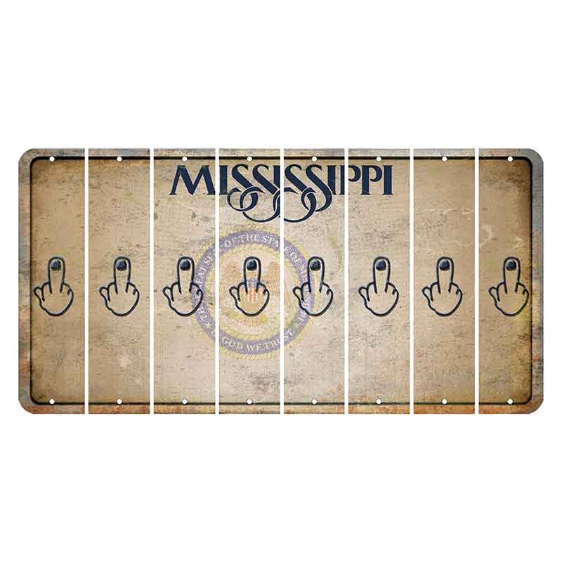 Mississippi State Seal Cut License Plate Strips (Set of 8) Middle Finger