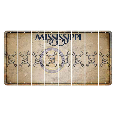 Mississippi State Seal Cut License Plate Strips (Set of 8) Skull & Bones