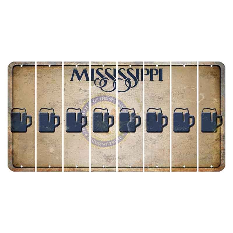 Mississippi State Seal Cut License Plate Strips (Set of 8) Beer Mug