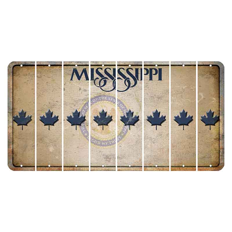 Mississippi State Seal Cut License Plate Strips (Set of 8) Maple Leaf