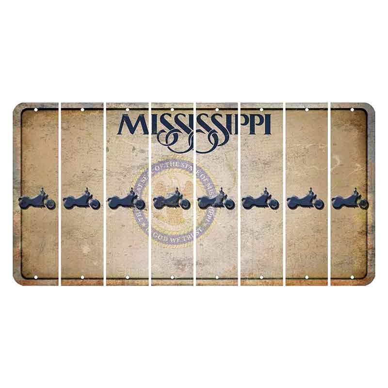 Mississippi State Seal Cut License Plate Strips (Set of 8) Motorcycle