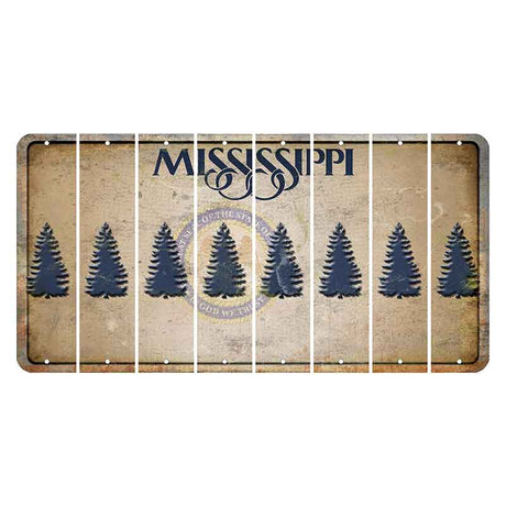 Mississippi State Seal Cut License Plate Strips (Set of 8) Pine Tree