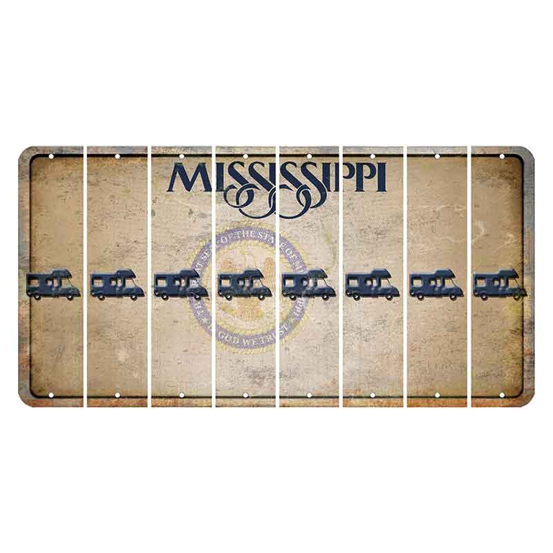 Mississippi State Seal Cut License Plate Strips (Set of 8) Camper