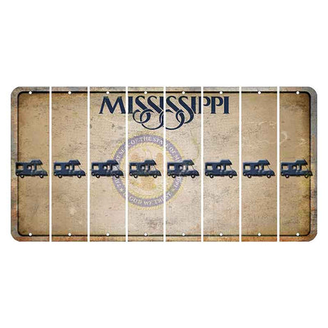 Mississippi State Seal Cut License Plate Strips (Set of 8) Camper