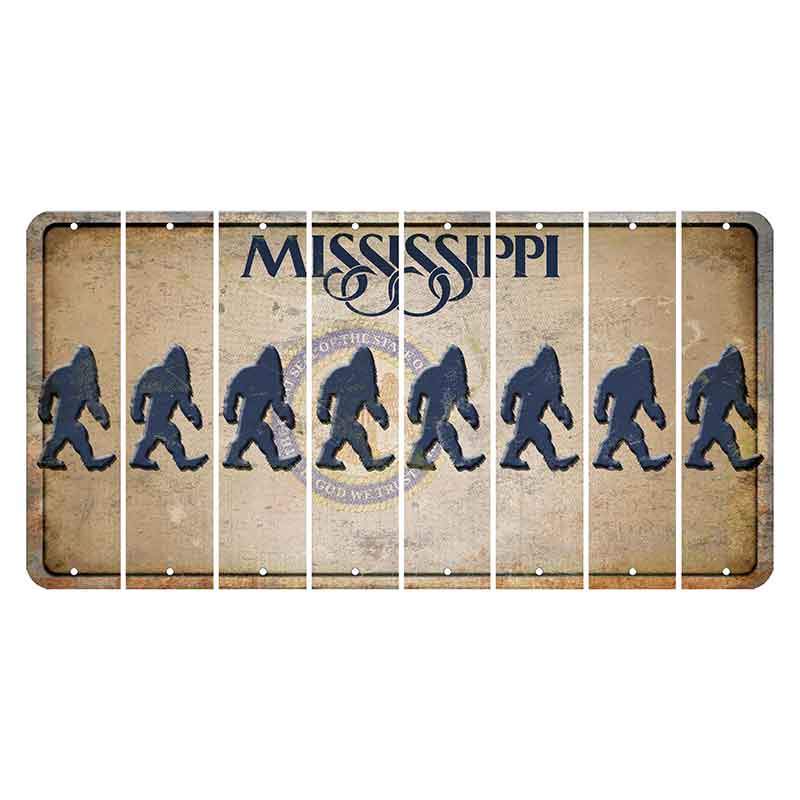 Mississippi State Seal Cut License Plate Strips (Set of 8) Bigfoot