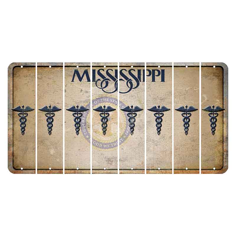 Mississippi State Seal Cut License Plate Strips (Set of 8) Caduceus