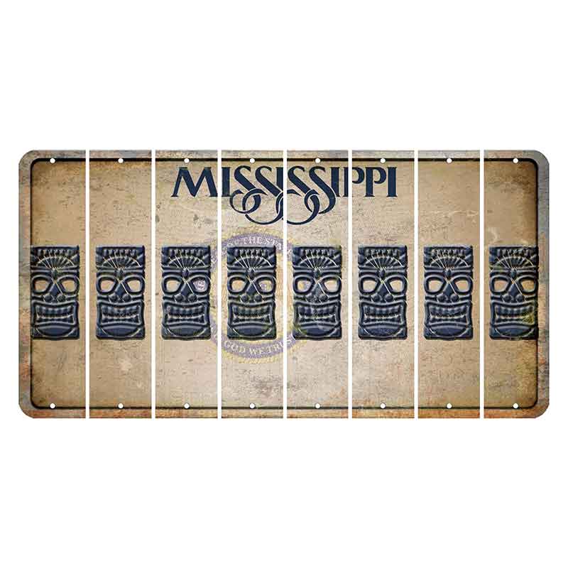 Mississippi State Seal Cut License Plate Strips (Set of 8) Tiki